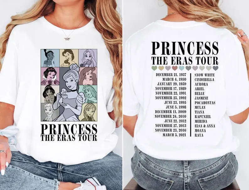 Princess The Eras Tour Shirt, Princess Tour Shirt, Retro Dsney Shirt, Dsney Princess Shirt, Princess Eras Tour Shirt vaturi shirt pull girlfriend shirt baggy shirt trendy t shirts Shortsleeve Cotton