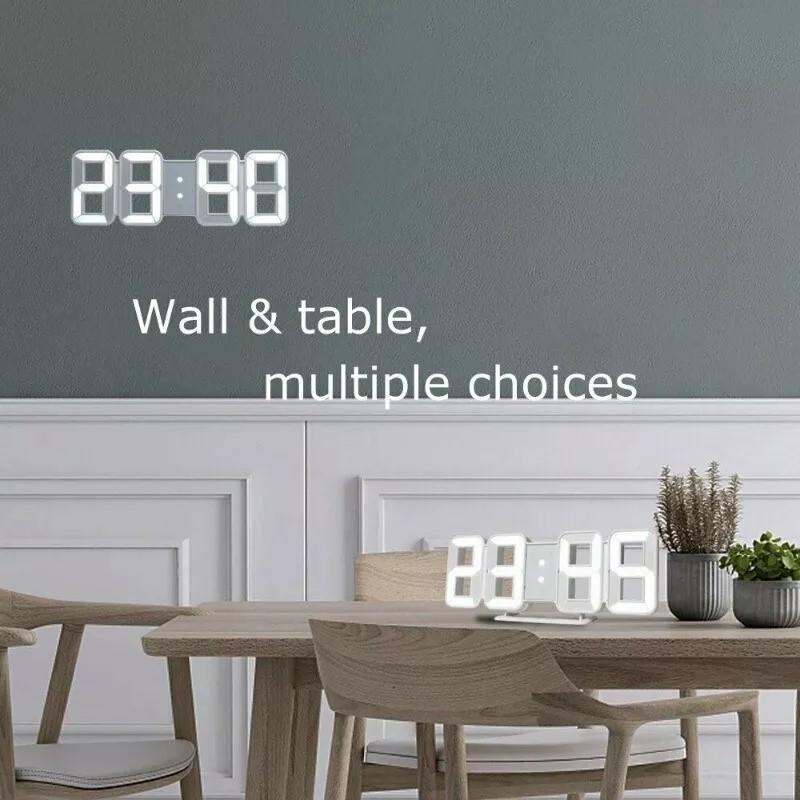 3D LED Digital Clock Table Wall Electronic Alarm Display Dimmer Modern Clocks UK Decor 6