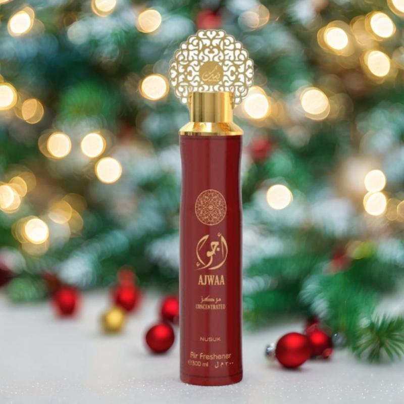 Nusuk Dubai Oud Arabian Perfume Air Freshener Collection - 300ml: Ajwa Black Oud, Red Oud, Goodness Black Blanc & Purple Wave, Mariyam - Woody, Set 4