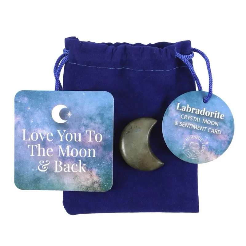 LOVE YOU TO THE MOON LABRADORITE CRYSTAL MOON IN A BAG