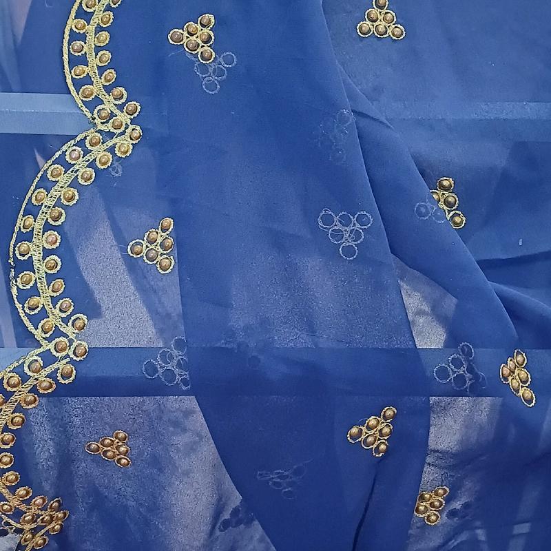Gabasar with Gold Beads and Navy Colour for Any Occasions 0