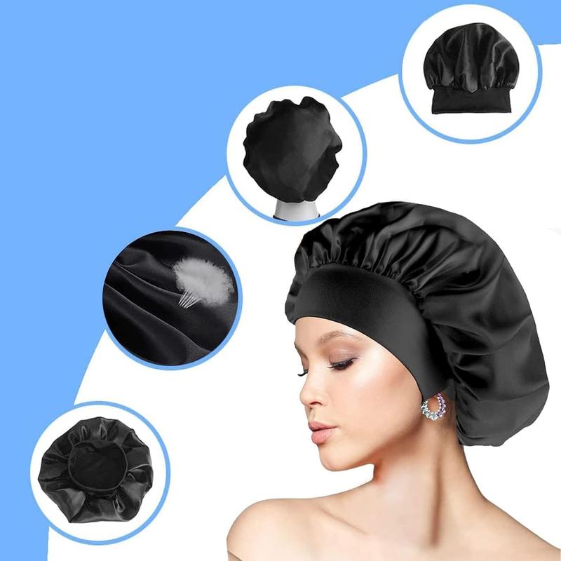 Product Introduction of Silk Hair Wrap for Sleeping, Hair Bonnet, 1pcs Night Sleep Cap for Women Girls, Hair Care Head Cover Elastic Hat for Black Curly Hair. 11
