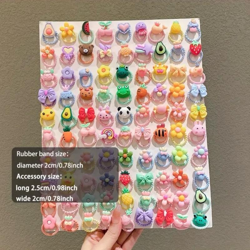 10pcs 3D Elastic Stylish Hair Ties, Cartoon Cute Hair Bands Accessories 3