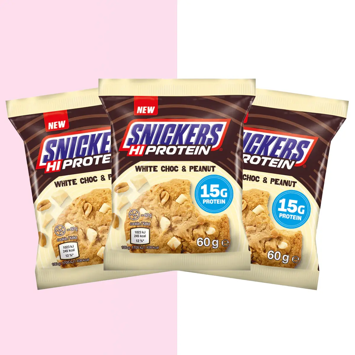 Snickers Hi-Protein White Choc Peanut Cookie (Official Protein By Mars) (3x Cookie Bundle)