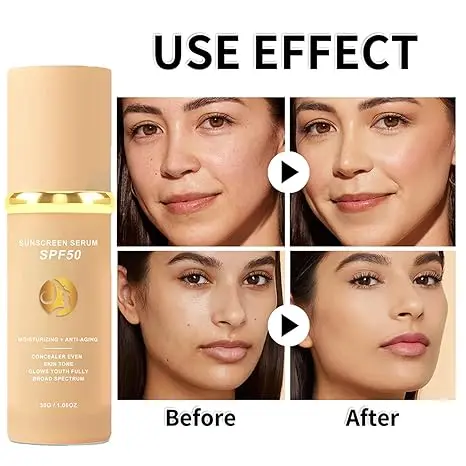 4 in 1 Moisturizing Full Coverage Liquid Foundation TrueMatch Color Changing Foundation with Sunscreen Light and Medium Spectrum Makeup Primer for All Skin Types 4