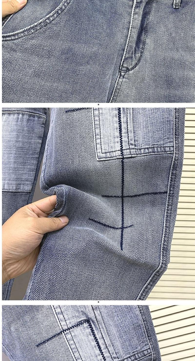 Product Introduction of 2024 Casual Denim Jeans for Men Luxury Clothes Spring and Autumn Wash Patchwork Designer Jeans Korean Style Tapered Leg Pants 5