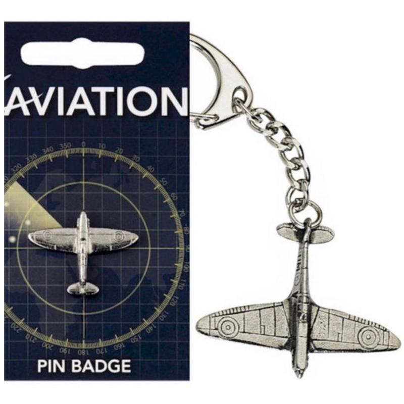 Spitfire Aeroplane Keyring & Pin Badge Set 0