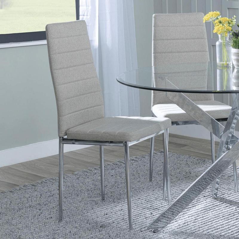 Set of 2 Lido Dining Chair in Sand Colour Fabric with Chrome Legs room 0