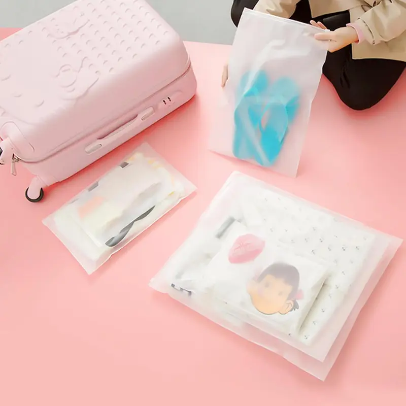 ORACHA 20pcs Zip Lock Bags- Reusable Space Saving Hospital Bag Maternity Essentials- Frosted Waterproof Travel Bags Organiser- Plastic Resealable Clothes Bags with Vents for Shoes, Toiletries- 5 Sizes 6