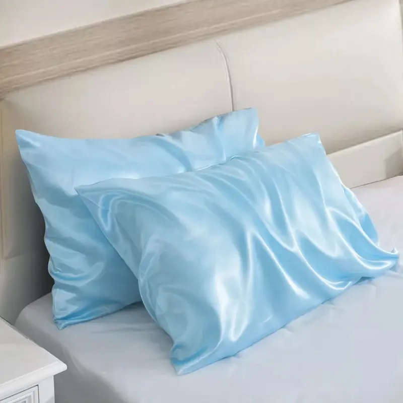 2 Pack Satin Silk Pillowcase For Hair & Skin Pillow Cases Cover Bedding Pair UK 2