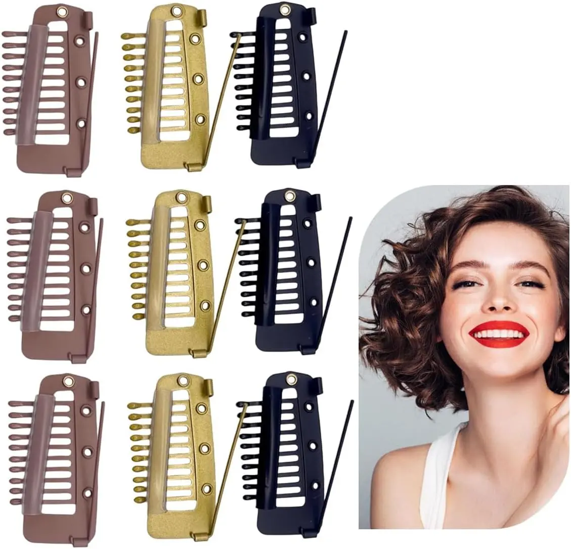 10Pcs Chunni Dupatta Clips with Safety pin,10-Teeth Strong chunni Grip Hair Clip
