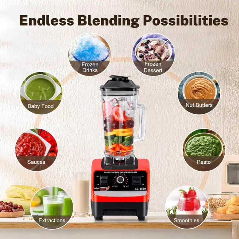 Commercial 6Blade Blender Food Mixer Processor Juicer Ice Crusher Smoothie Maker 7