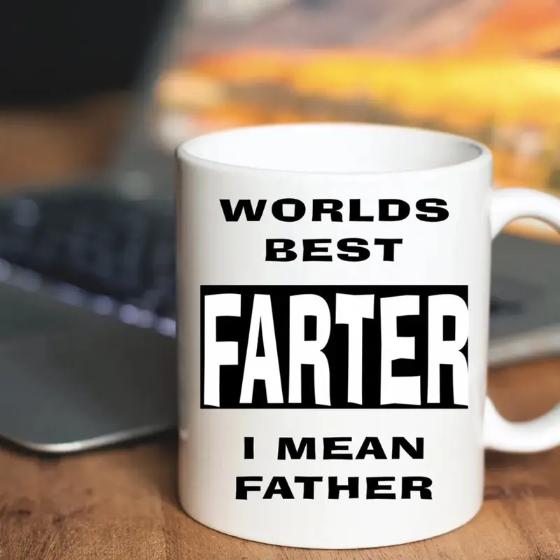 Worlds Best Farter I Mean Father Dad Cup Mug - Funny Christmas and Birthday Gift - Personalised Ceramic Tumbler - Reuse 0