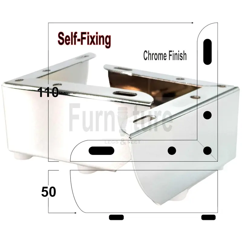 4 Chrome Furniture Legs Metal Feet 50mm High Sofa Chair Cabinets Stools Beds 3