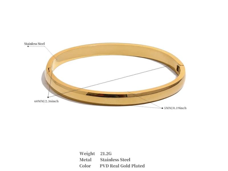 18K Gold Plated Waterproof Solid Stainless Steel Bracelet for Women - Fashion Accessory 3