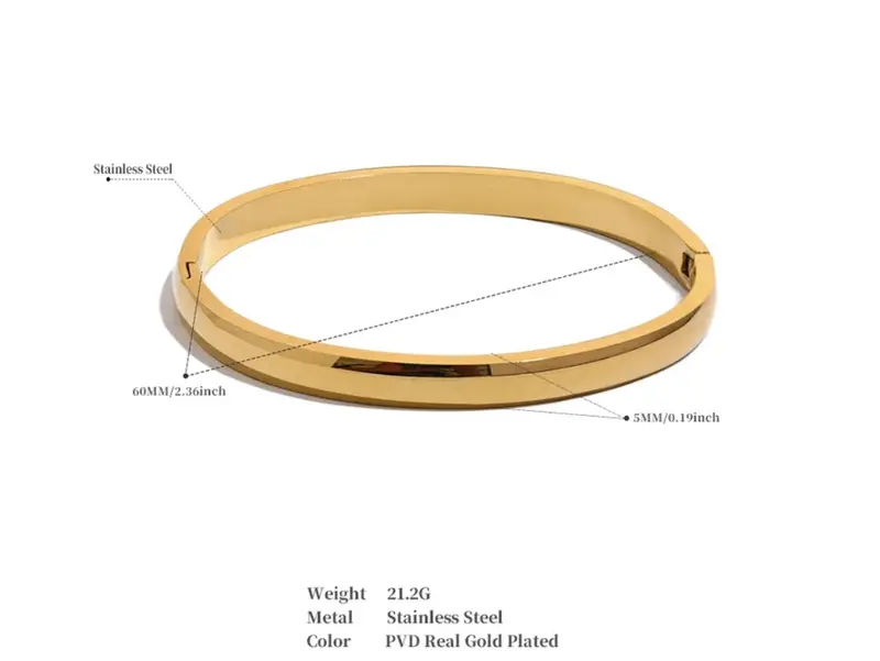 18K Gold Plated Waterproof Solid Stainless Steel Bracelet for Women - Fashion Accessory 3