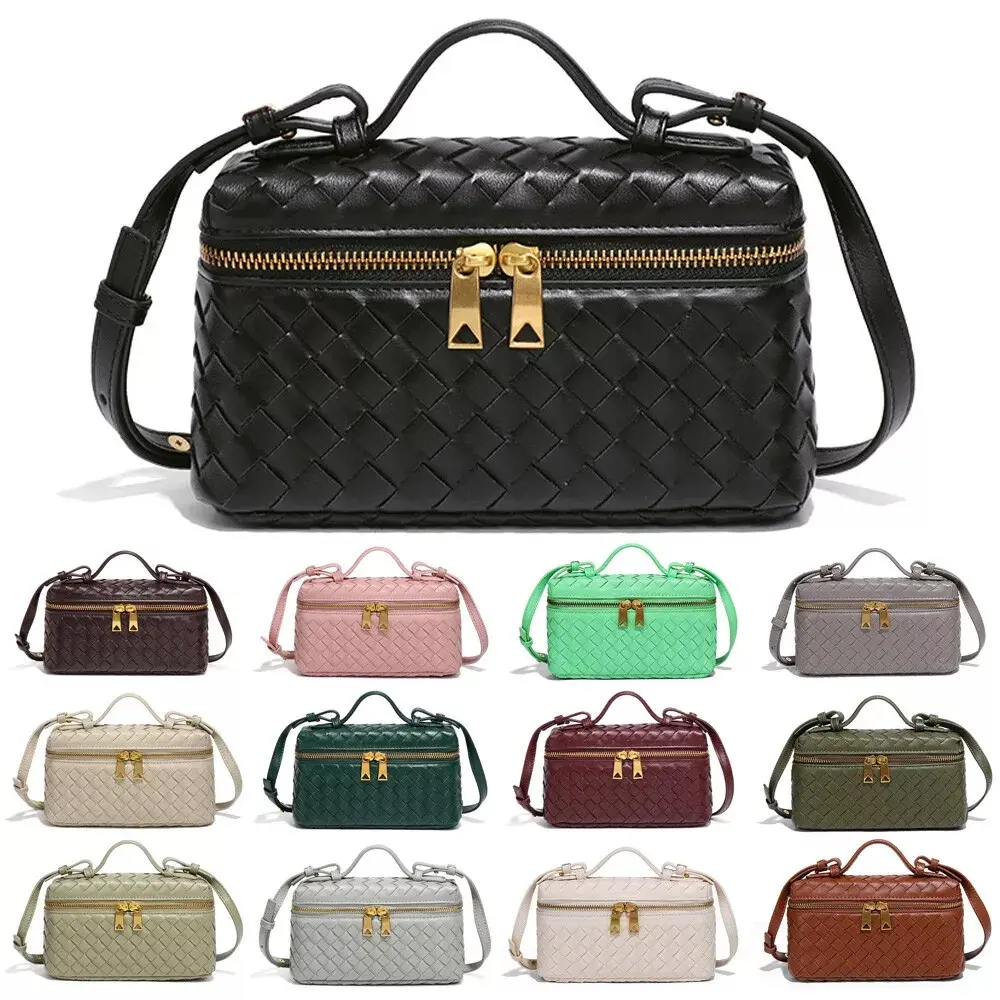 Ladies Woven Handbag Cross Body Messenger Designer Soft Leather Box Shoulder Bag