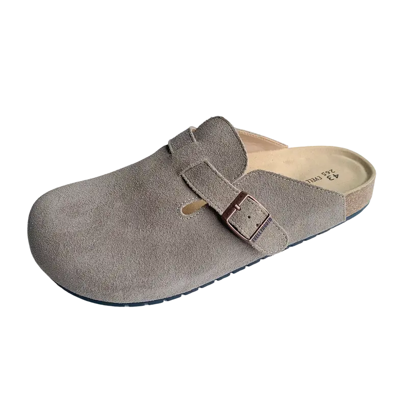 EVELLYHOOTD Women Suede Round Toe Cork Footbed Clogs with Comfort Width Adjustable Fashion Slipper [One size up for wide weet] ] 5