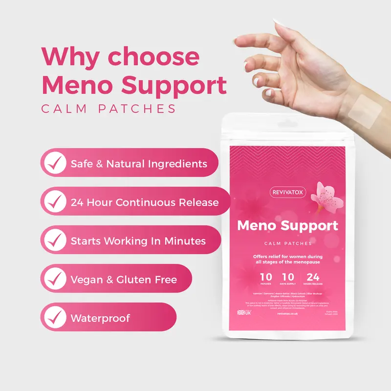 Meno Support Patches | Hot Flush & Night Sweat Relief | Natural & Vegan Formula | 30 Pack 2