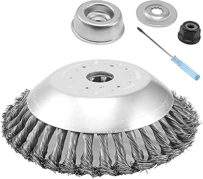 Viabrico strimmer wire brush cutter head, 8 inch steel trimmer with 4pcs ataptor kit, for grass trimmer