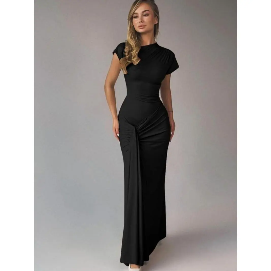 Women's Plain Ruched Bodycon Dress, Elegant Tie Back Dress for Party Club Dating, Ladies Summer Clothes
