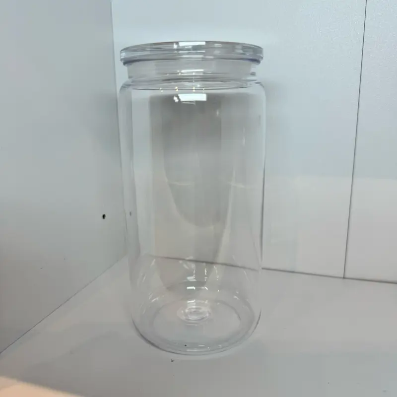 Plastic Can Cup with Straw and Lid - Perfect for Drinks - Coffee, Glass