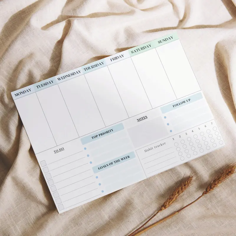 weekly To do list Notepad l A4 Tear-off weekly calendar Productivity Organizer office home + hourly schedule l desk planner l back to school l checklist l notepads task & goal planning l portable l plan l Desk accessories Stationary Agenda Study busy time 7