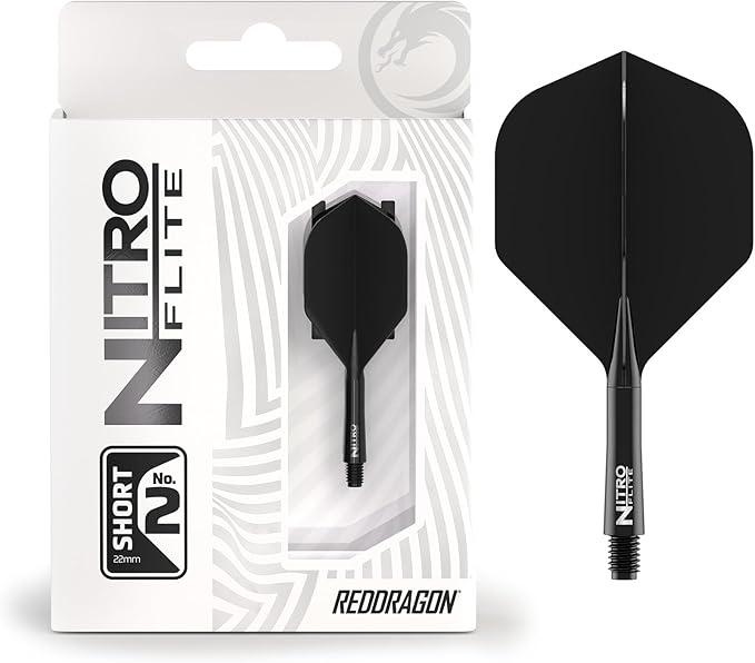 Nitro Flite Integrated Flight & Shaft System–No.2 Shape and Design-Available in Short, Intermediate & Medium - White, Black, Blue, Yellow & Clear - Professional Darts Accessories 4