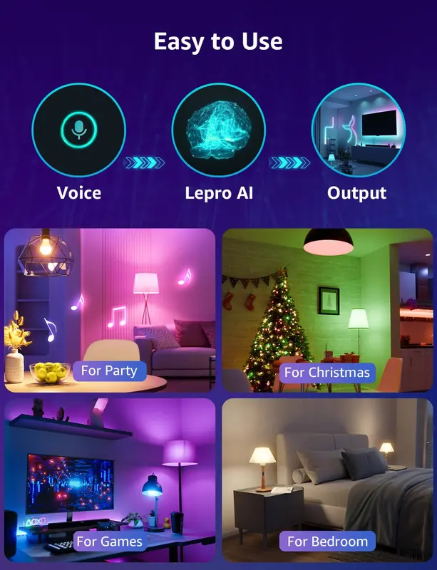 Lepro B1 AI Smart Bulb B22, Music Sync, Bayonet WiFi Bulb That Works with Alexa & Google Home, AI Lighting Design Assistant, APP & Voice Control, 806lm, Dimmable, Bluetooth Color Changing Light Bulb [Energy Class F] 4