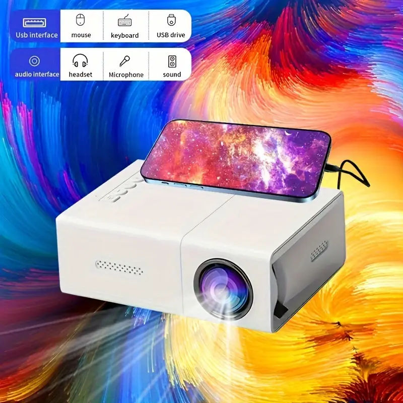 Professional Hd Mini Projector For Home Theatre And Outdoor Camping, Compatible With Hdtv, Usb Sd And Stand, Compatible With A Wide Range Of Devices, Suitable For Outdoor Camping/Home Theatre Audio Crystal 8