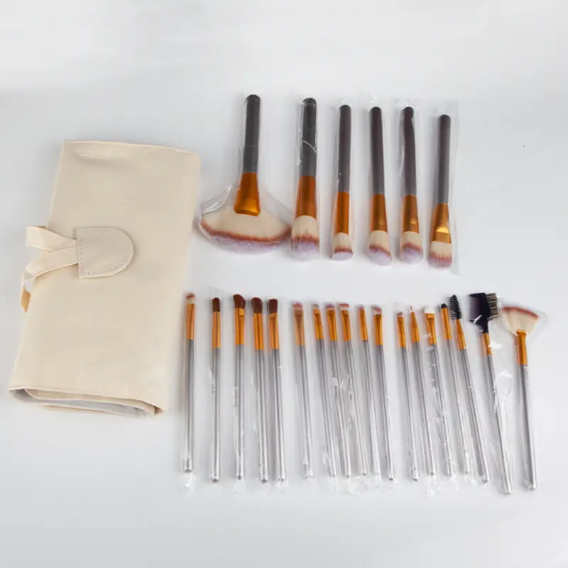 24 piece Make up Brushes Set with Pouch, Makeup Brushes with soft Bristles and Comfortable Grip Brushes Pouch for Travel, Gift For girls Large make  brushes,eyelash brush glitz and glam  brush makeup set 24 makeup  bundle set portable  makeup brush beauty 4