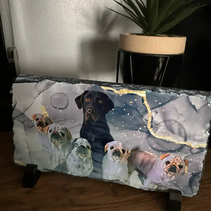 Custom Slate Photo Tile + Mothers Day + Dog Owner Gift + Pet Pictures + Rectangle 22cm x 12 cm with Gift Box 1