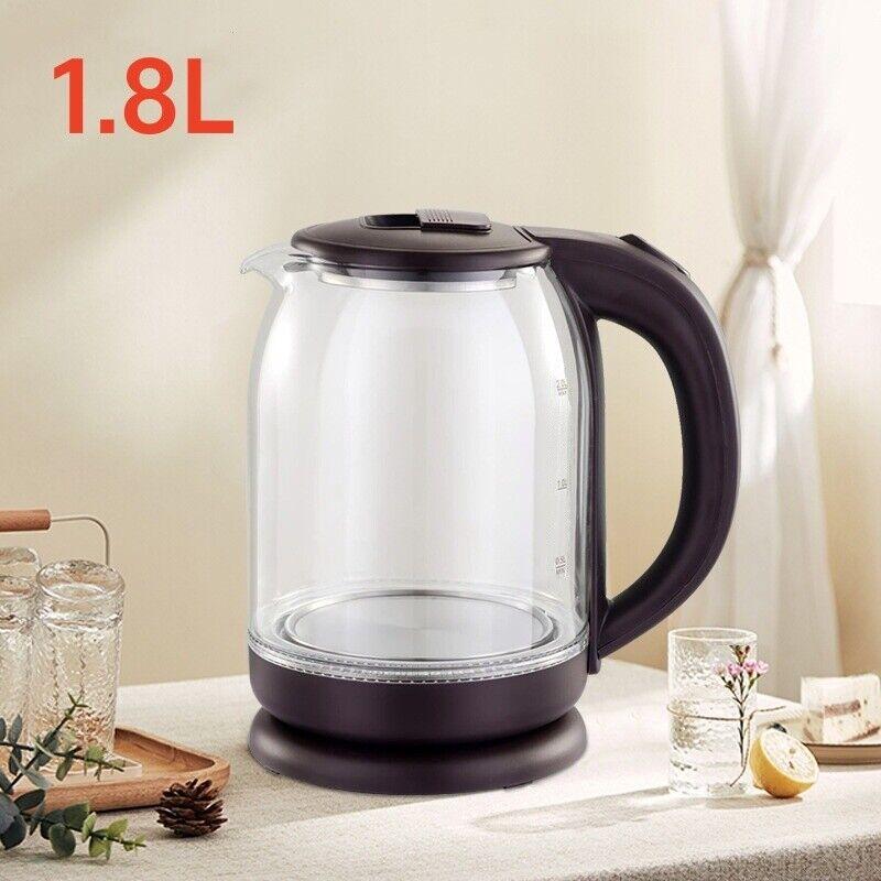 Electric Kettle 1.8L Glass 360 Black LED Illuminated Portable Jug Security UK - Household Kitchen Appliance 7