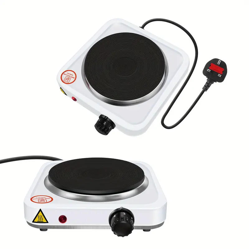 1000W Single Hot Plate Table Top Cooking – Stainless-Steel Heating Plate - Portable Electric Hob Single Burner with 5 Adjustable Thermostat for Home Kitchen Camping & Caravan Cooking 5
