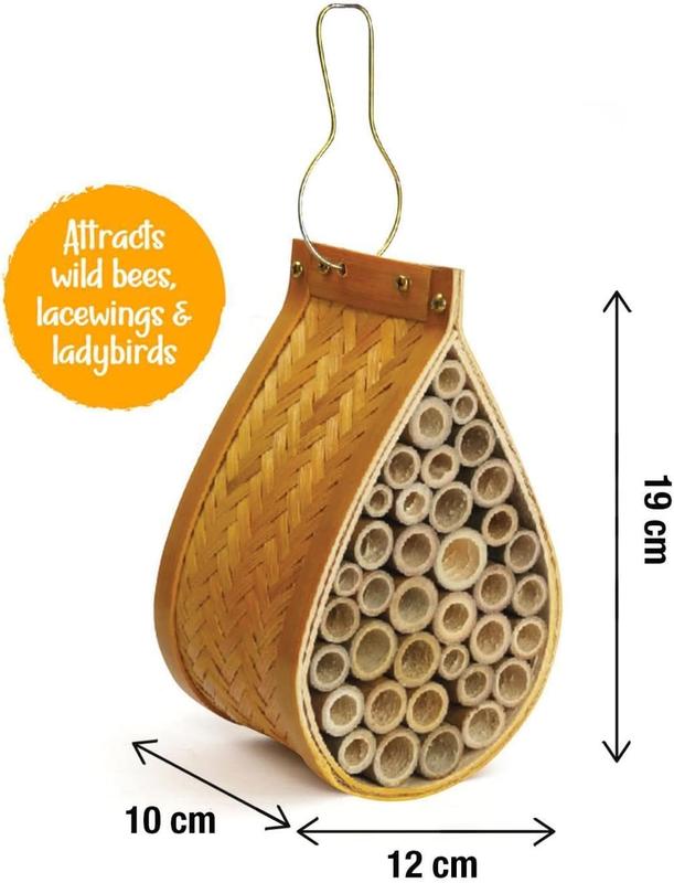 Bamboo Nest House Hanging Bee Bugs Oval Insect Hotel Hanging Teardrop Bee House By MantraRaj 2
