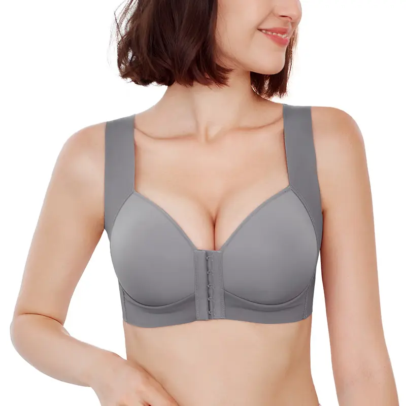 Women Seamless Push up Bra Front Closure Vest Top Thin Sexy Lingerie Plus Size Underwear 4