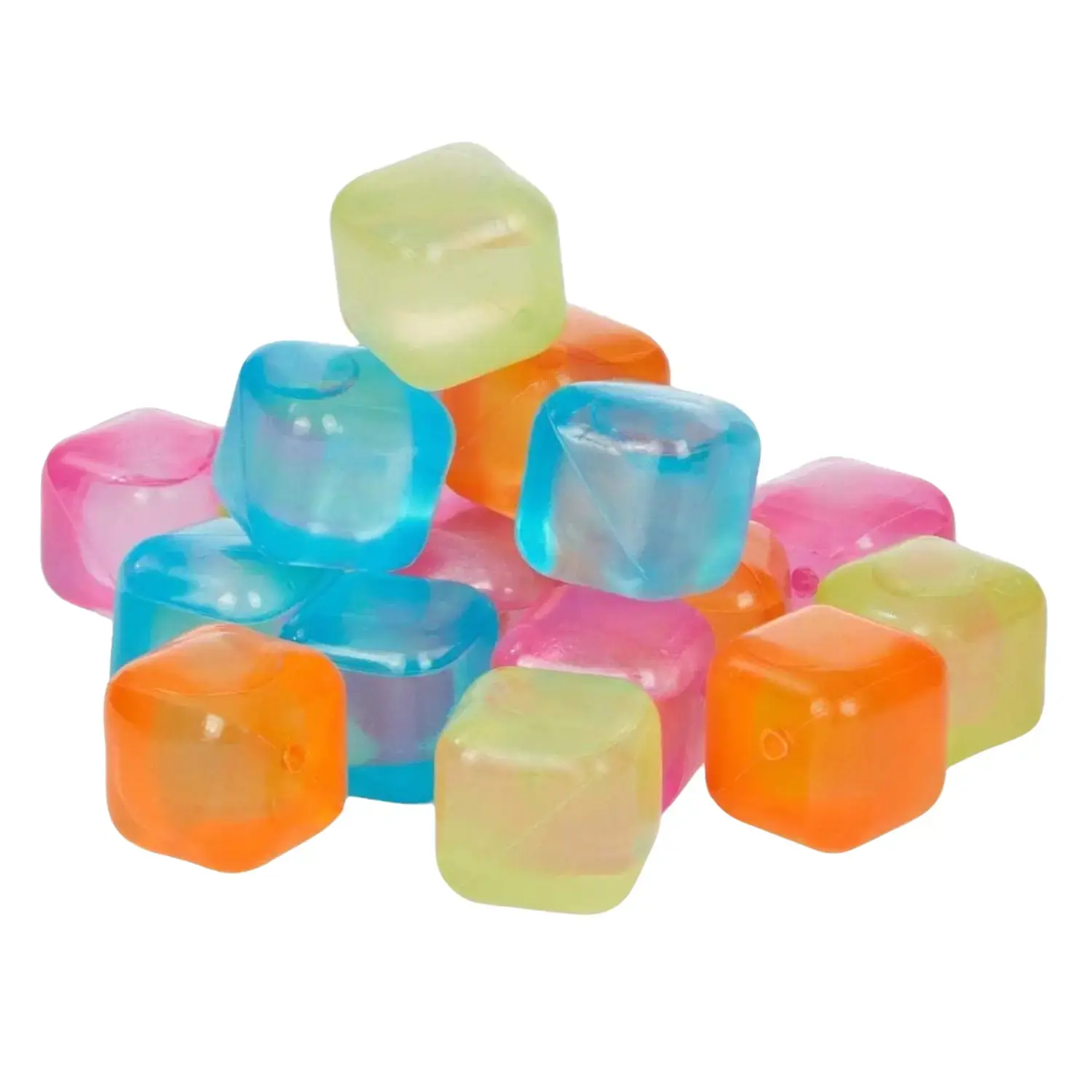20 Reusable Plastic Ice Cubes Square Blocks Set for Summer Kitchen Fridge Freezer Cold Drinks BBQ Bar Party Cocktail Whiskey Beverages