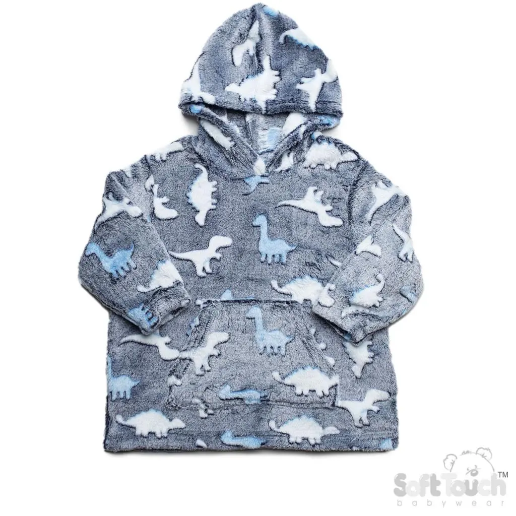 Dark Blue Dinosaur Oversized Hoodie Soft Touch Loungewear Outerwear
