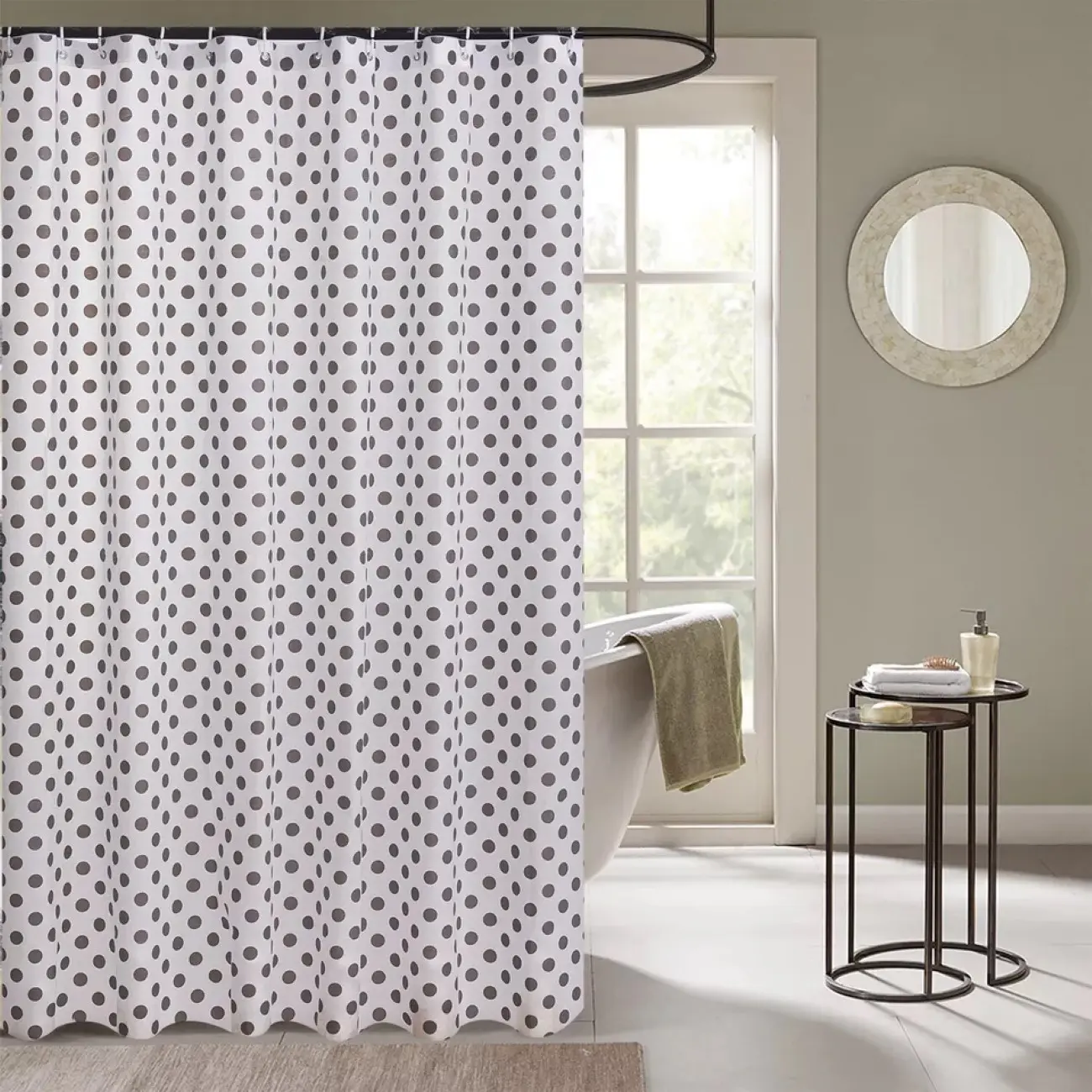 Waterproof Extra Long Bathroom Shower Curtain with Hooks Ring Mildew Resistant