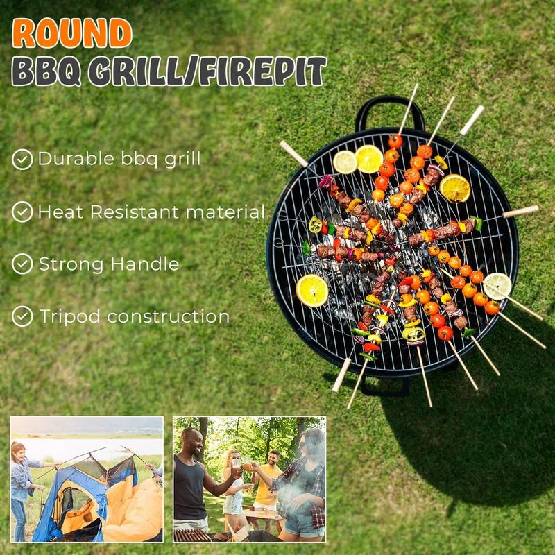 23" Large Round Steel Fire Pit Garden Patio Camping Heater Burner Bowl BBQ Gril Outdoor Fire Pit, Garden Patio Heater Charcoal Log wood Burner for BBQ Camping Picnic Patio Steel Fire Bowl Grill 5