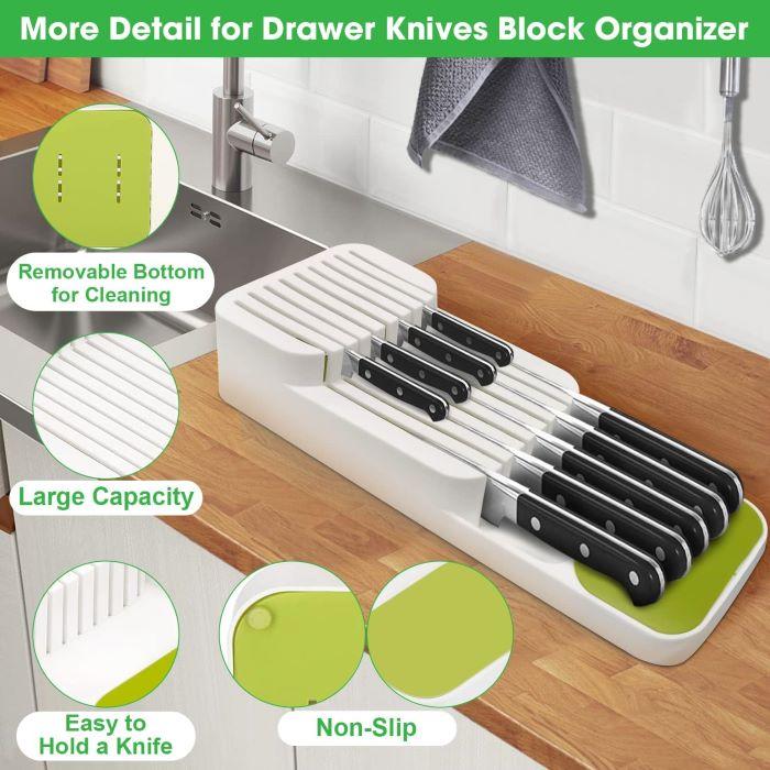 Kitchen Knives Storage Knife Holder Organizer Kitchen Drawer Cutlery Storage Tray and spoon forks Tableware Organizer Container For Spice Bottles Knives Block Rack, 2pcs White, Free Shipping Knife Organizer Knife Storage Reusable Sturdy Utensil 4