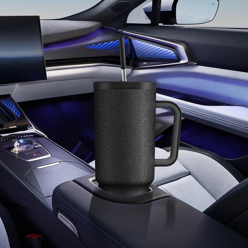 【Meoky】40oz Classic Straw Handle Cup, Multi-grid Ice Cube Mold, Leak-proof Cup Lid, Silicone Handle, Non-slip Noise Reduction Pad At The Bottom, Stainless Steel Thermos Cup, Wide Mouth and Narrow Bottom for Easy Cleaning and Car Loading 5