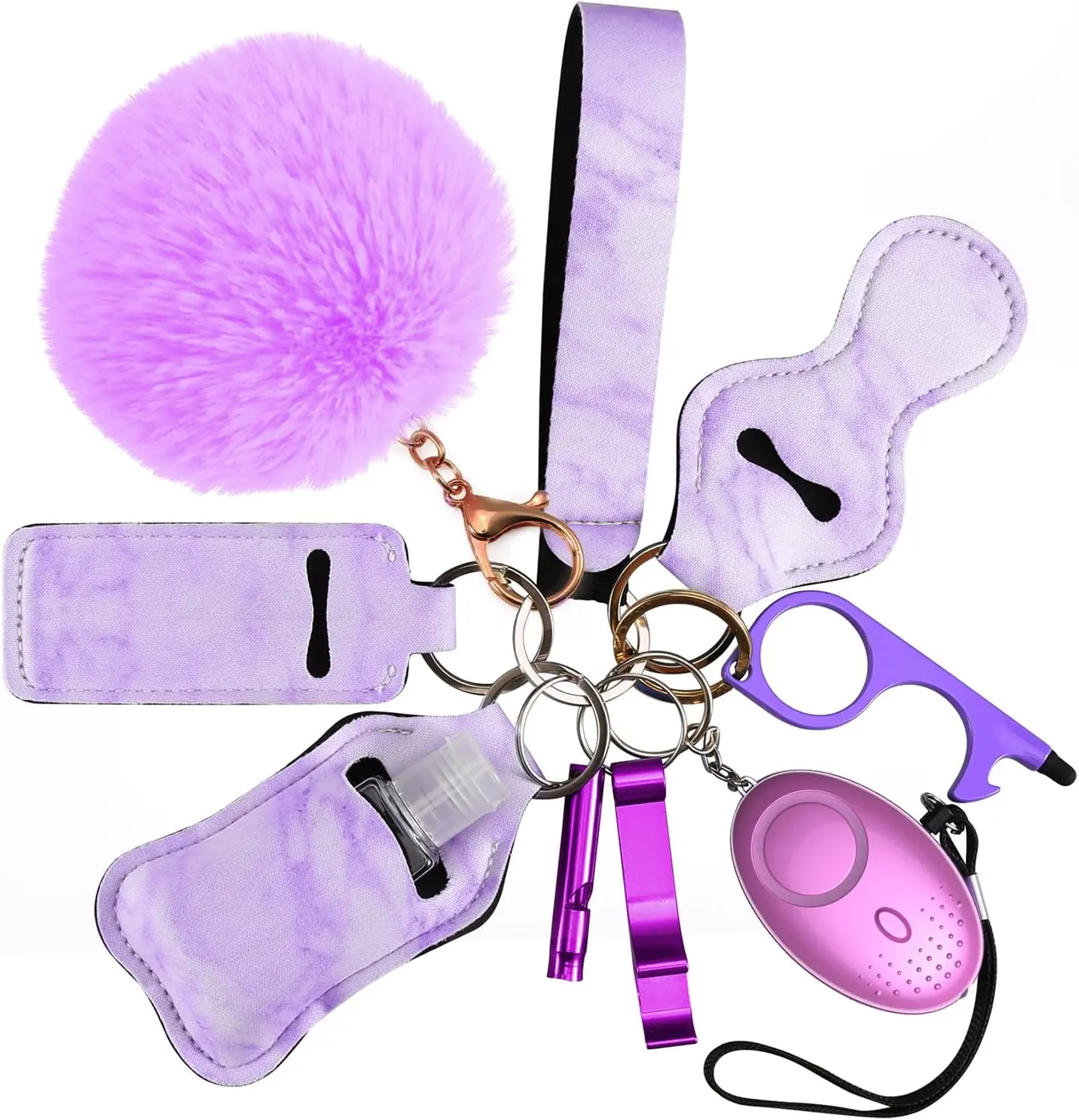Safe Sound Personal Alarm 10 Pcs Set Self Defense Keychain Set for Women and Kids, Safety Keychain Accessories, with Safe Sound Personal Alarm