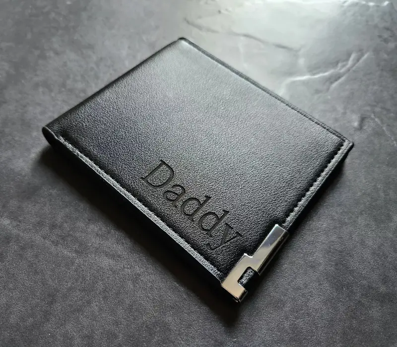 Personalised Engraved PU Leather Wallet for Dad and Son - Perfect Anniversary or Birthday Gift 4
