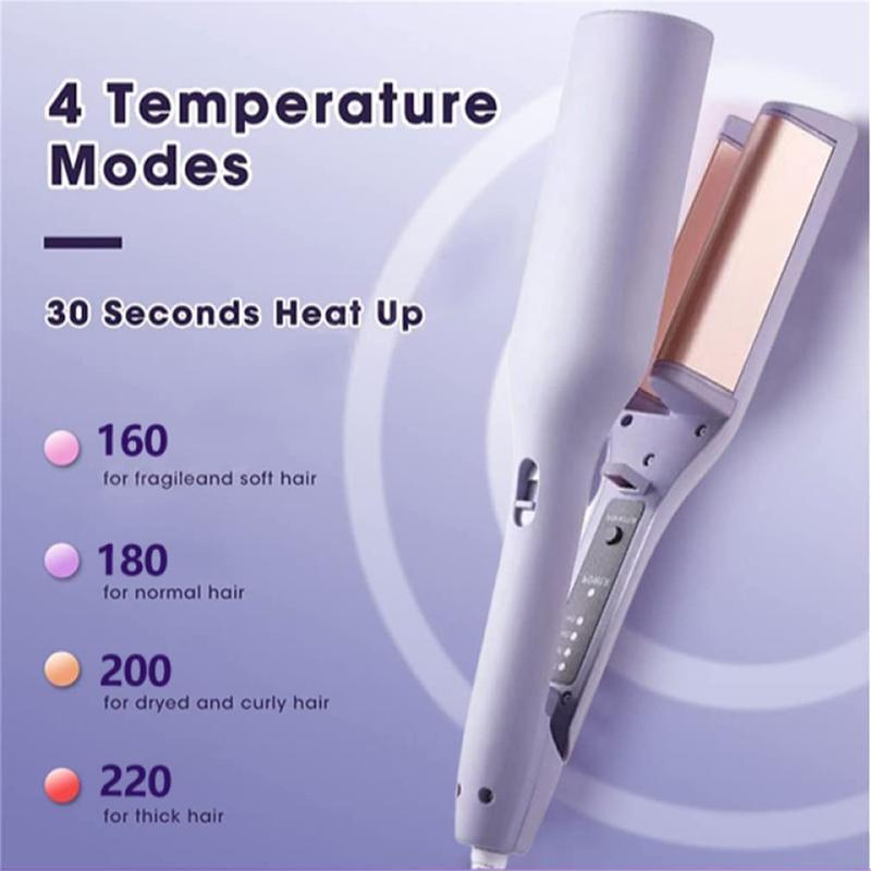 【Special Promotions】-French wave curling iron,romantic French egg roll curling iron, water rippleegg roll 32MM French V-shaped curling iron, 4-speed temperature adjustment, fast heatingadjustable temperature, suitable for any hairstylehair type Comfort 3