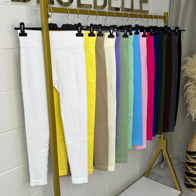 High Waisted Ribbed Leggings All Colours - 2050/LM8827 2