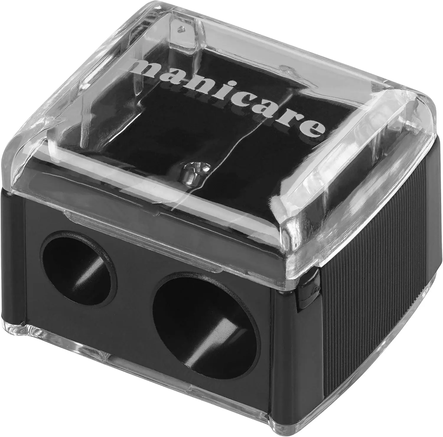 Dual Cosmetic Pencil Sharpener, For Large And Small Lip, Eye and Brow Pencils, Eyeliner, Lip Liner, Catches Shavings, Cosmetic Makeup Tool, Duo, Easy To Clean, Eliminates Mess