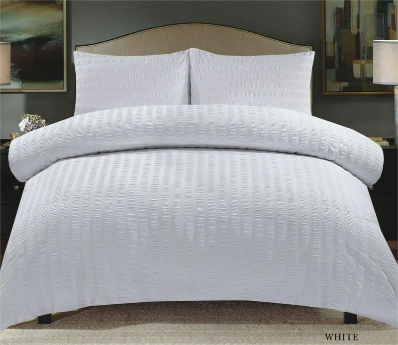 Seersucker Duvet Quilt Cover with Pillow cases Non Iron Bed cover   soft pink 3