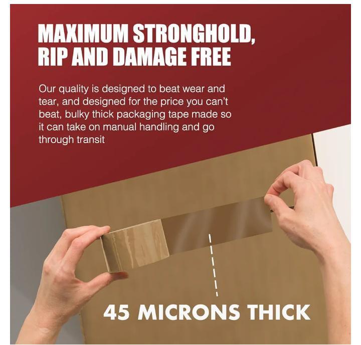 Product Introduction of Strong Heavy Duty Roll Pack Packaging Tape, Secure Sticky Sealing Tape for Parcel Boxes, Moving Boxes, Large Postal Bags for Long Term Storage, (48MM x 66M) (3 rolls) 0