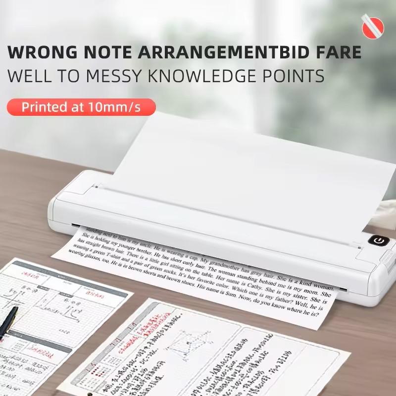 Inkless and wireless Printer. A4 Thermal Printing with One Click Printing. label 5
